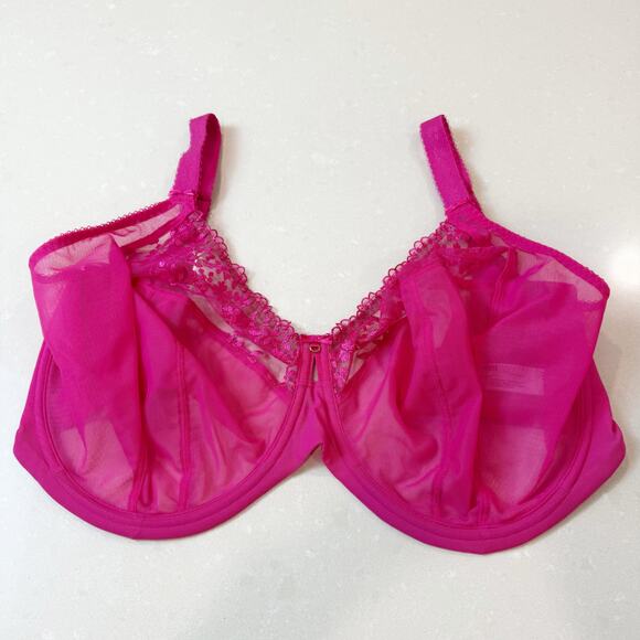 NWOT Elomi Zarla Stretch Banded Bra Embroidered Lace Love Potion Pink 38O - Picture 2 of 5
